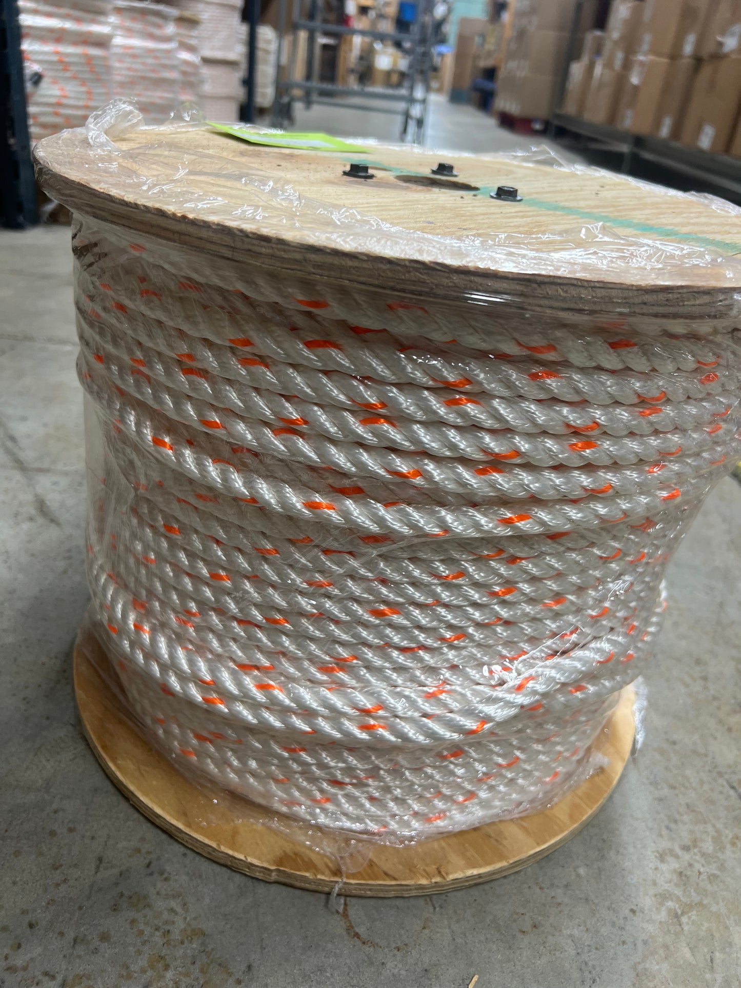 Estex Buccaneer 2BU-225-16-05-6 | ½″ x 600 ft Orange Tracer Utility HandLine – 3-Strand Rope