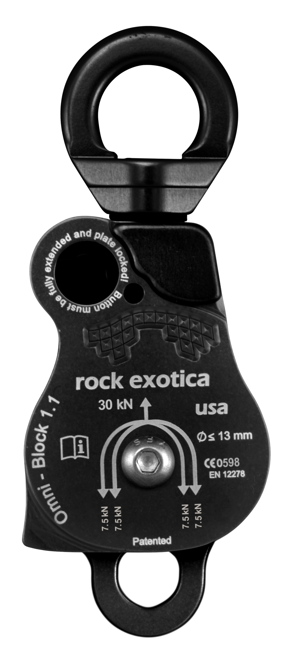 Rock Exotica Omni-Block 1.1" Double Pulley – Black
