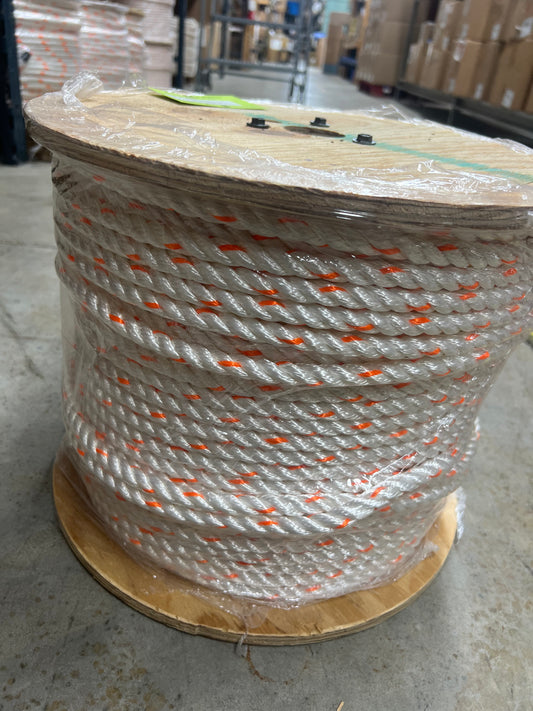 Estex Buccaneer 2BU-225-16-05-6 | ½″ x 600 ft Orange Tracer Utility HandLine – 3-Strand Rope